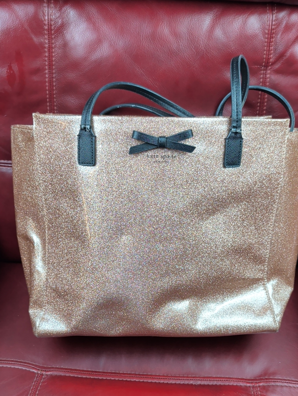 Kate Spade NWOT Marvis Street Rose Gold Shimmer City Tote Bag